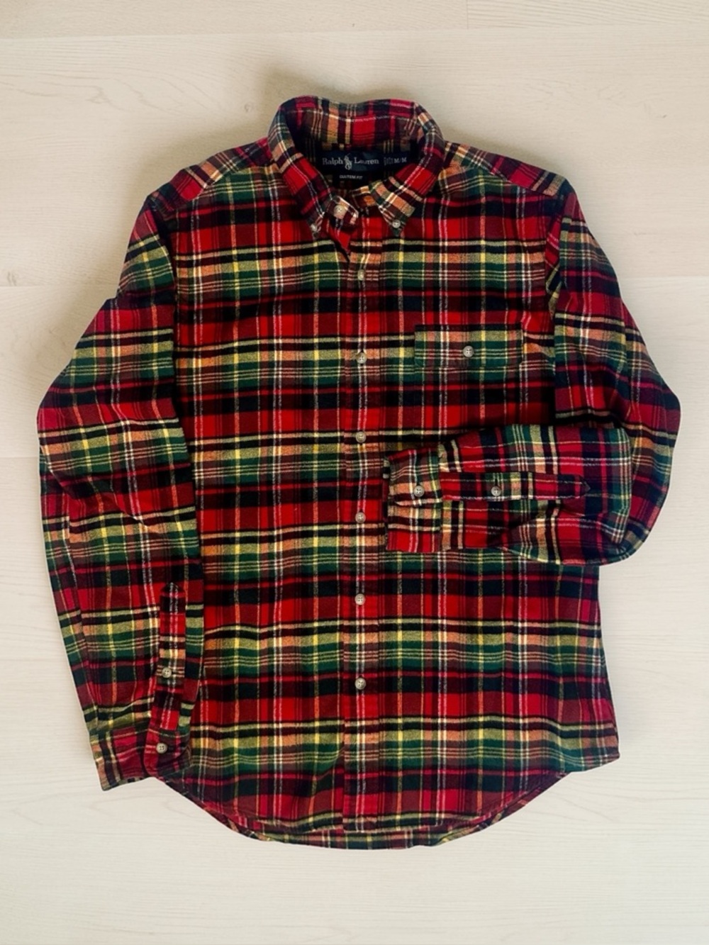 Ralph Lauren Red and Green Plaid Flannel Shirt Size M